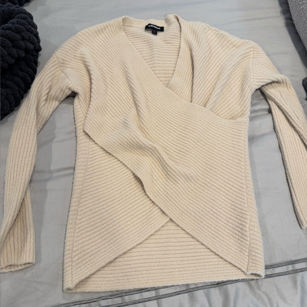 Express Cream Ribbed Sweater